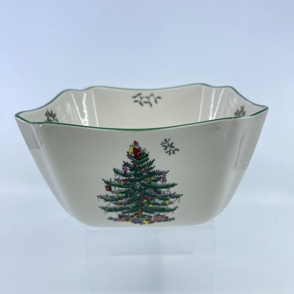 spode christmas tree small square bowl ceramic holiday dish - Picture 1 of 5